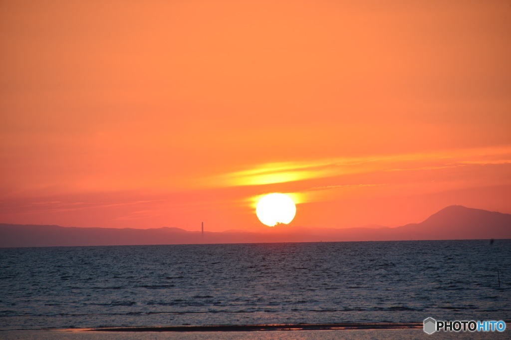 真玉海岸の夕陽を