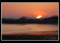 沈む双子の夕日