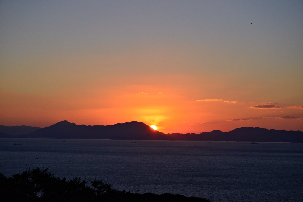 竜王山からの夕日