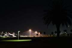 夜の宇部空港横の公園