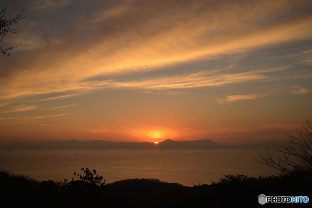 竜王山からの夕陽