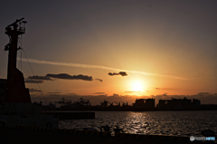宇部港からの夕陽