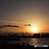 宇部港からの夕陽