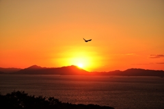 竜王山からの夕日