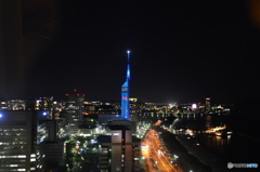ヒルトンホテルの部屋からの福岡タワー