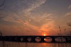 手賀沼　手賀沼大橋の夕景　　再up