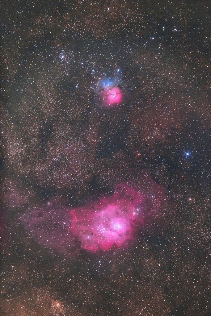 M20 三裂星雲と M8 干潟星雲