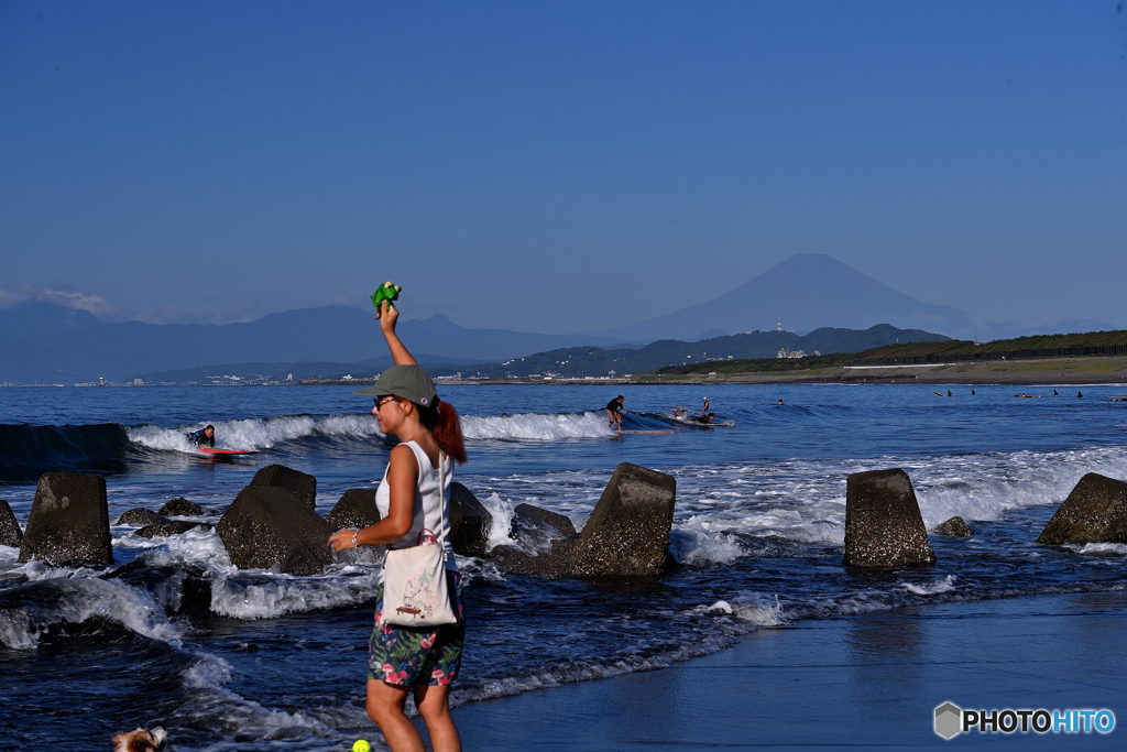 楽し気な日曜の海岸