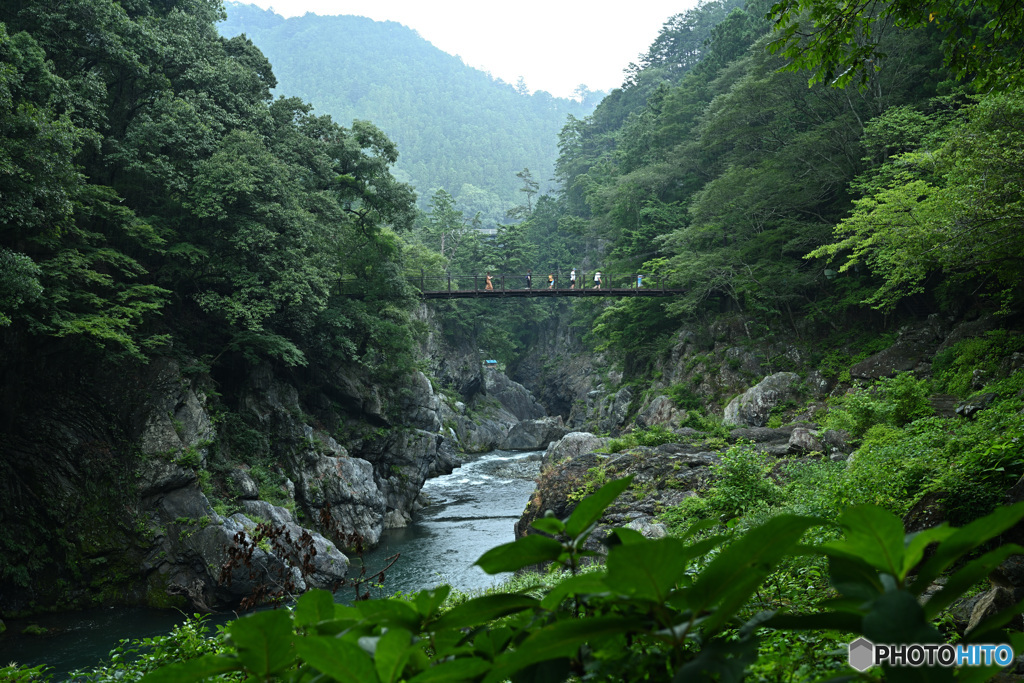 突然の雨に避難する家族