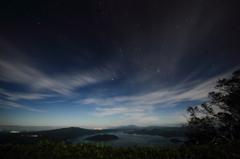 星空と屈斜路湖