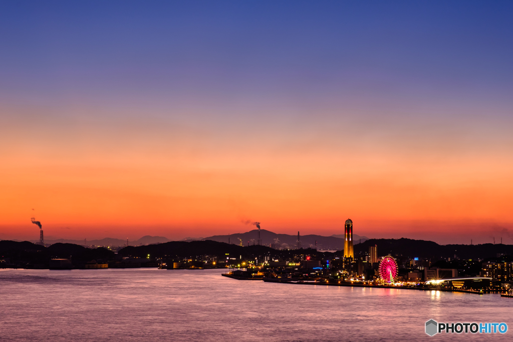 関門海峡の夕景（２）