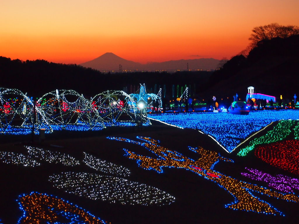 富士山とイルミネーション