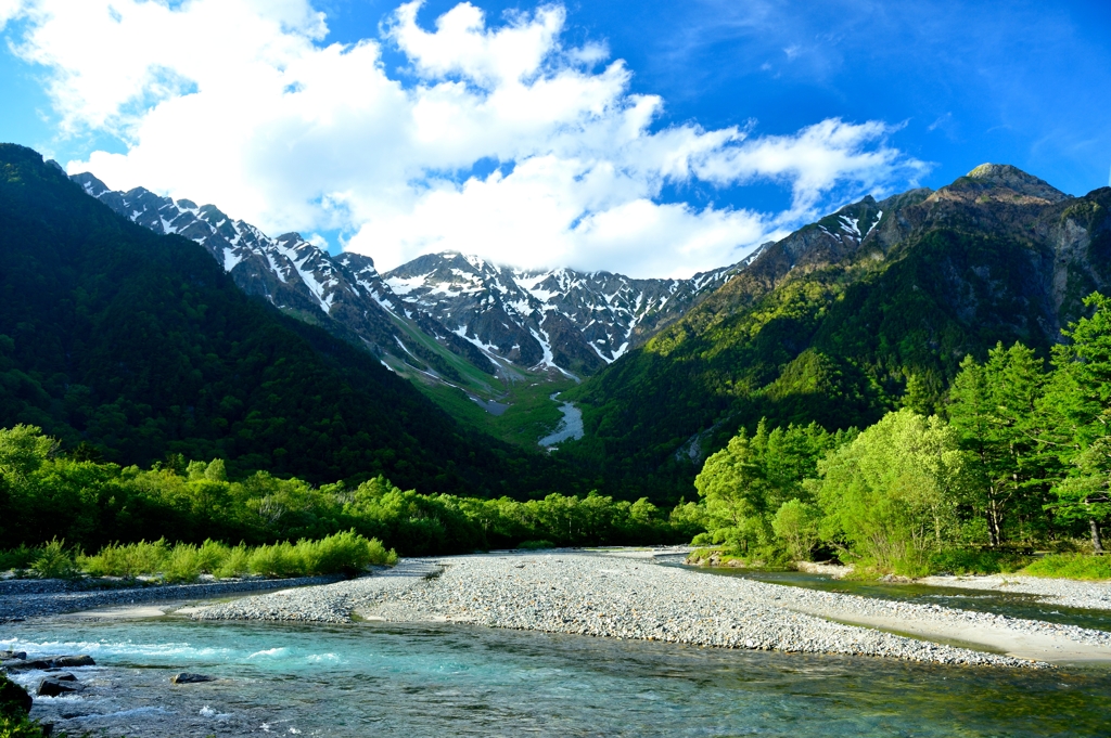 梓川と穂高連峰