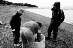 水魚を引き取っていく海洋大学生