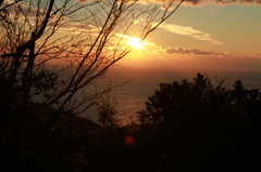山道からの夕日