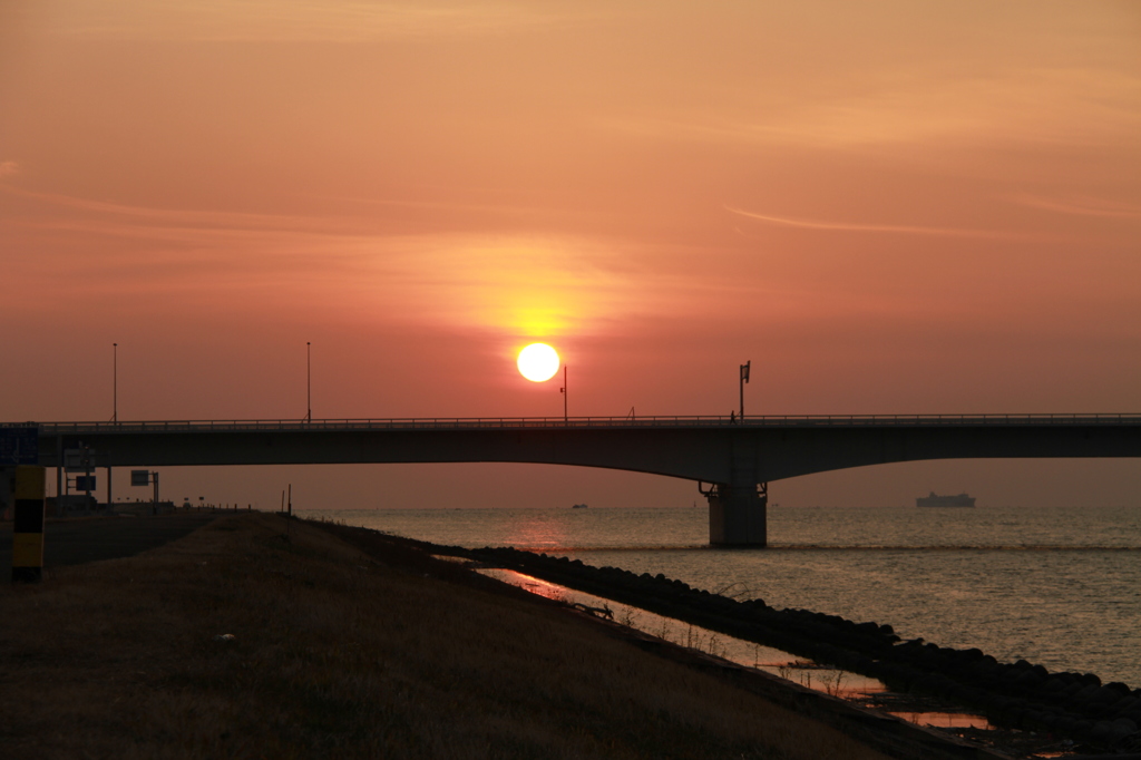 河口の朝日　2