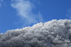 モノクロの山と青い空