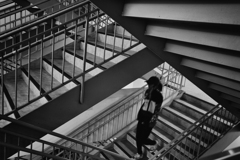 Woman in stairs