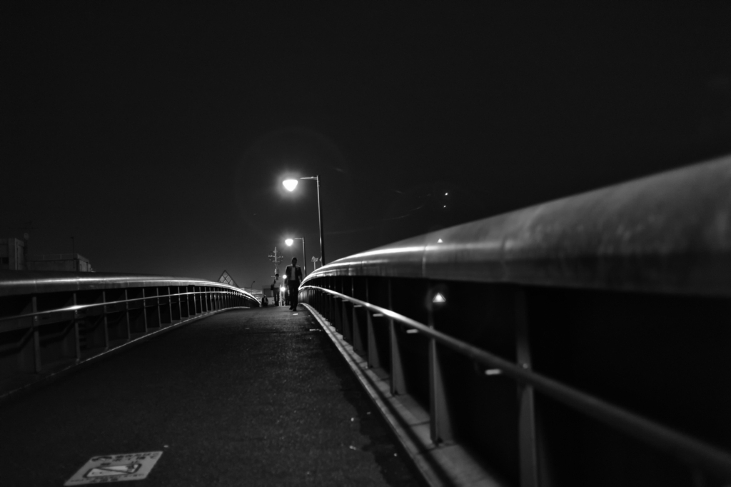 silhouette on the bridge