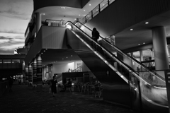 on the escalator on the escalator