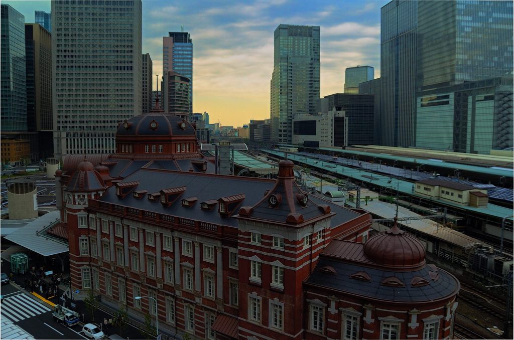 Tokyo Station is overlooked by kitte