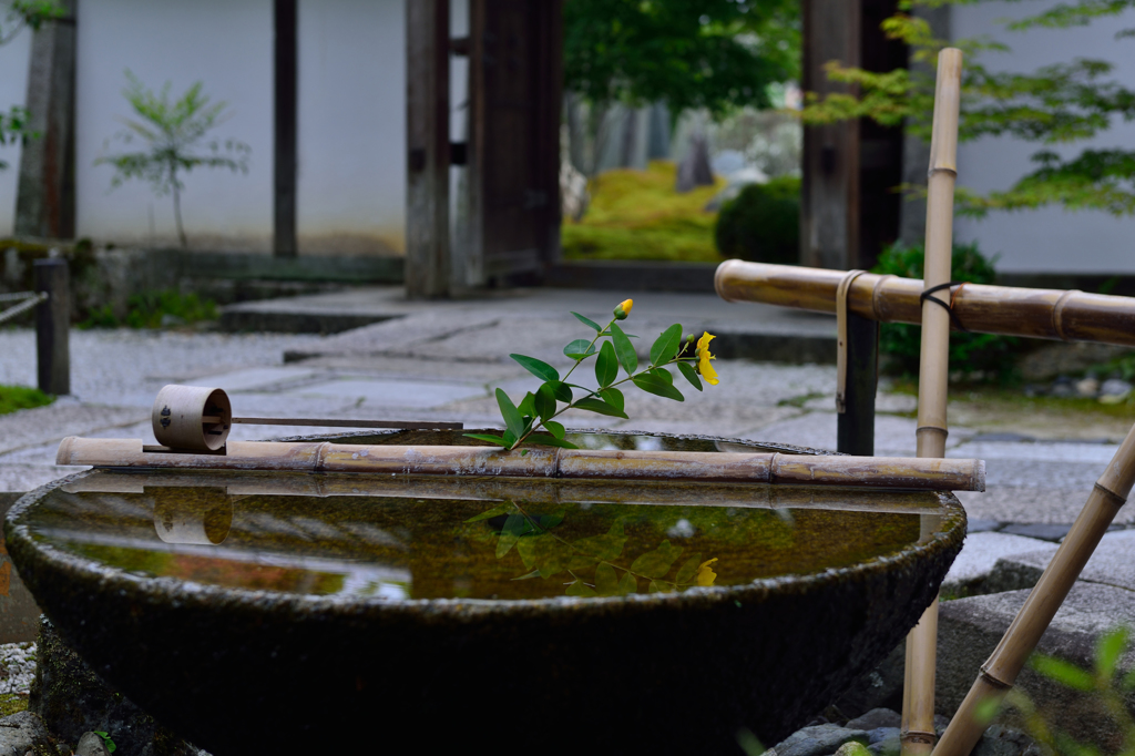  京都 瑞巌山 圓光寺-3 手水鉢と水琴窟