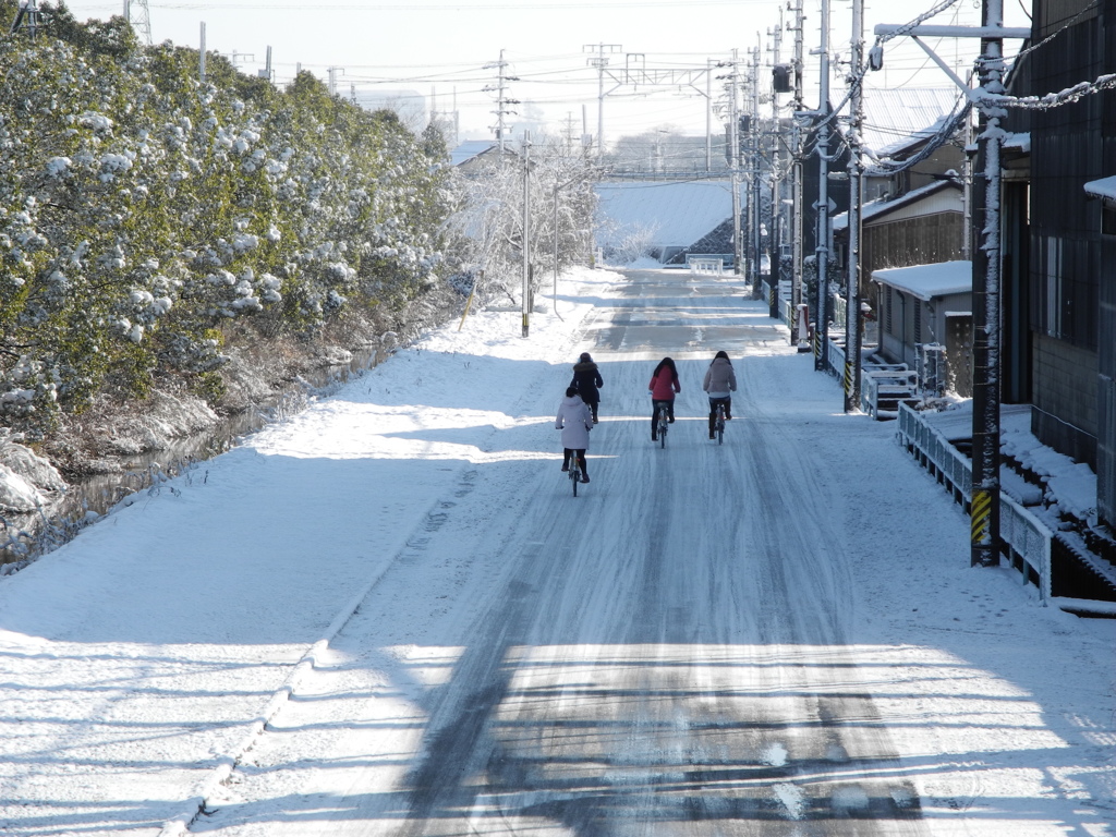 雪道と自転車