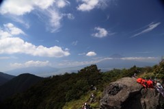 金時山の山頂から富士山とケラレ。