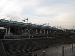 和泉川と電車