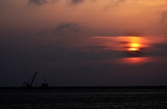 船と夕陽