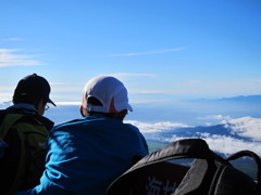 富士山　ベンチにて