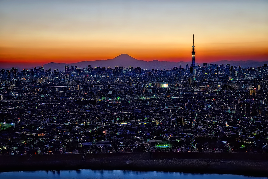 富士夜景色