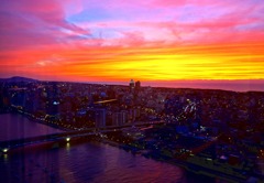 万代橋と夕焼け