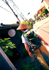 今日は渓流釣りの装備で鎌倉散歩