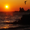 メガネ岩と夕日