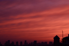 東京湾の夕焼け空
