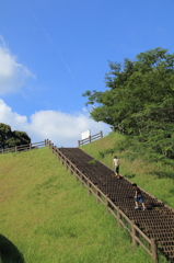 青い空と階段と子供達