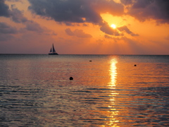 浜辺からの夕景