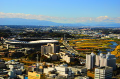 スタジアム・新横浜公園を望む
