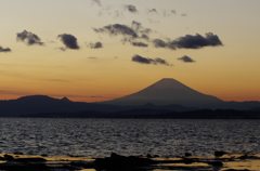 夕焼けの富士山