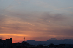 夕暮れと富士山