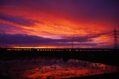 梅雨の日の夕焼け