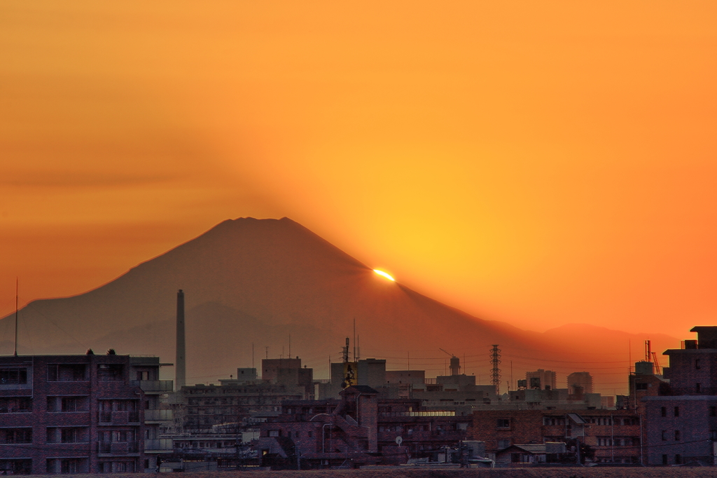 川口市荒川町で見た富士山夕景＃４
