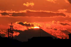 鹿浜橋上流で見た富士山夕景＃６