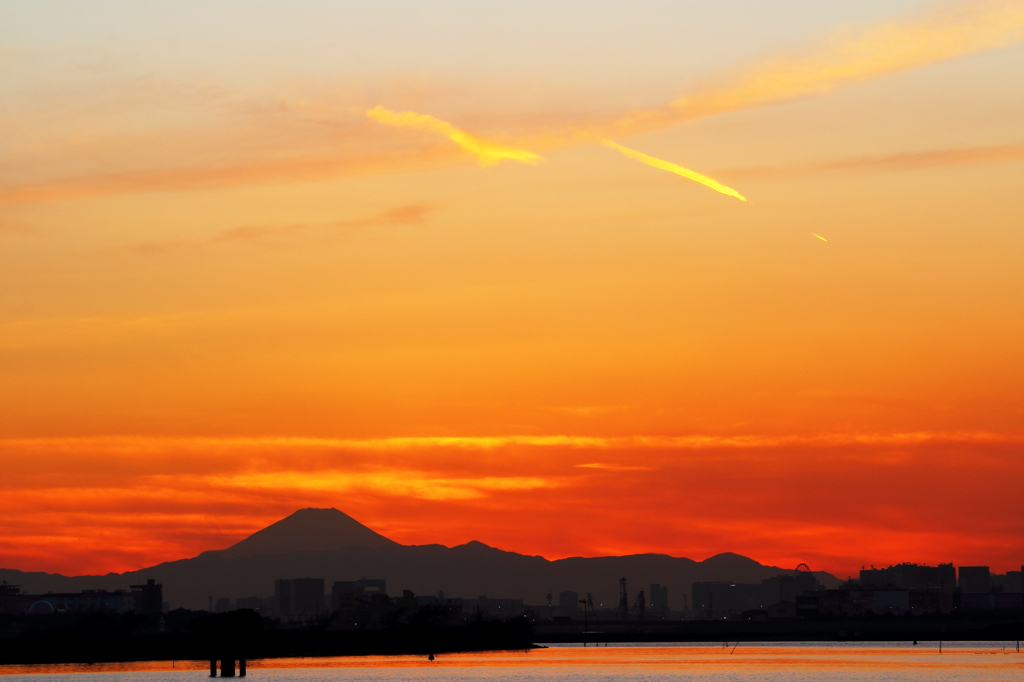 葛西臨海公園で見た富士山夕景 ＃８