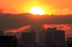 小松川で見た富士山夕景 ＃２ 雲が邪魔～