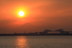 ２月19日富士山頂に太陽が沈む時　今日はちゃんと撮れるかなぁ～