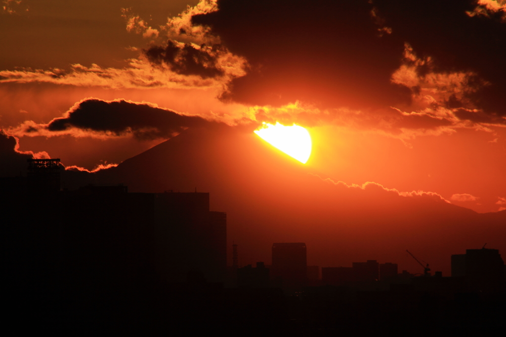 新小岩・荒川左岸で見た富士山夕景 ＃３  コロコロになった・・・