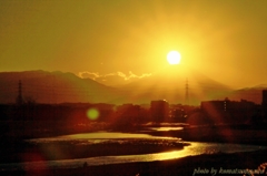 高幡橋上流で見た富士山夕景＃２