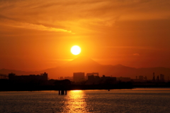 葛西臨海公園で見た富士山夕景 ＃１